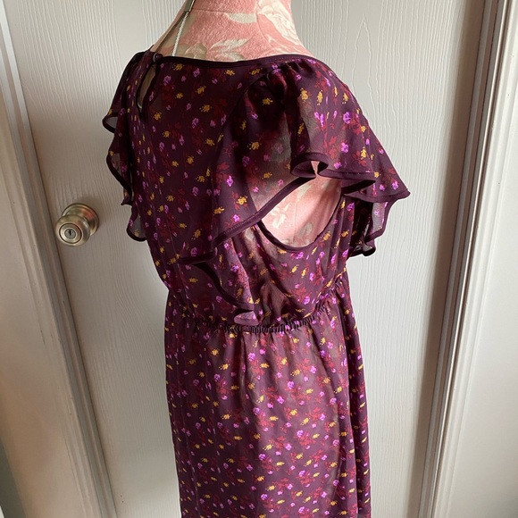 Sheer Purple Floral Dress - Picture 4 of 7